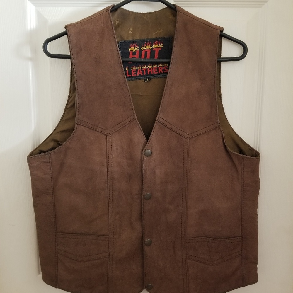 Mens leather vest,  Hot Leather mens  brown vest